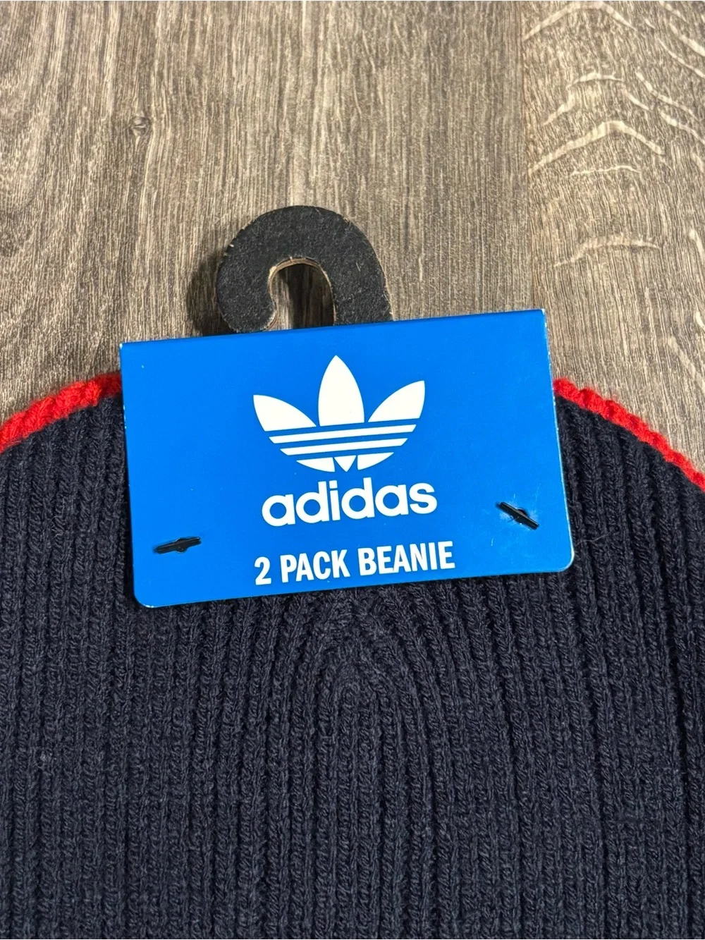 ADIDAS Men’s 2 Pack Folded Beanies NEW WITH TAGS Navy and Red One Size Fits Most